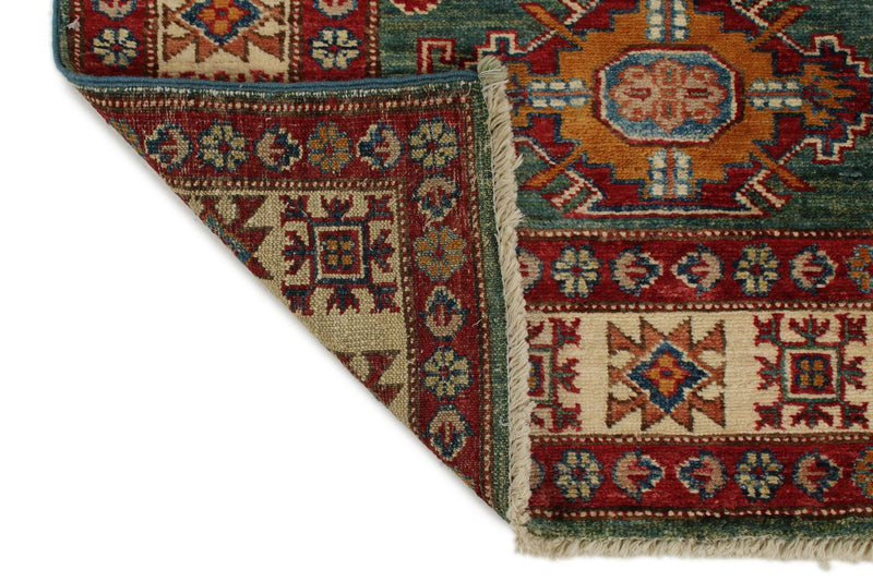 3x20 Green and Ivory Kazak Tribal Runner