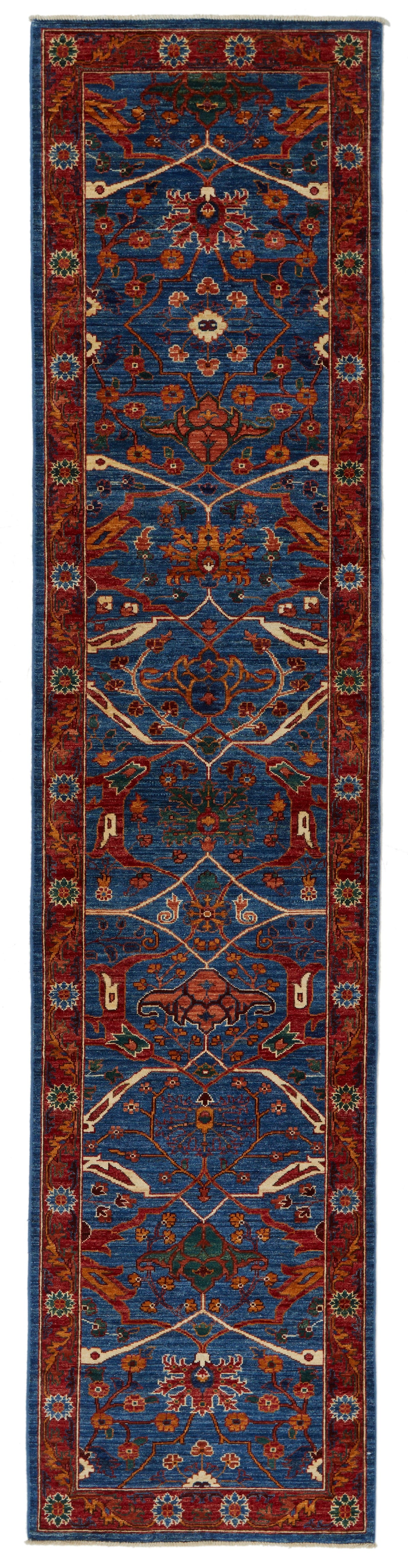 3x12 Red and Blue Anatolian Traditional Runner