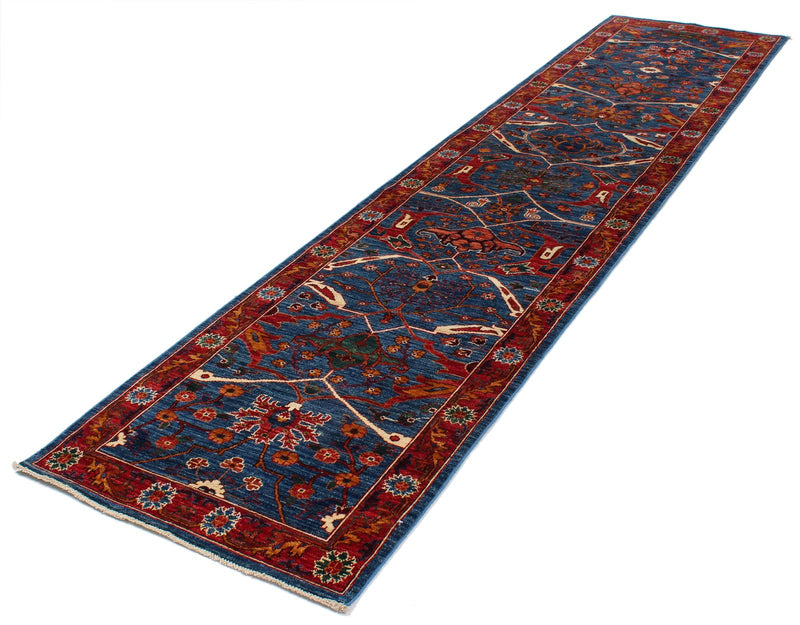 3x12 Red and Blue Anatolian Traditional Runner