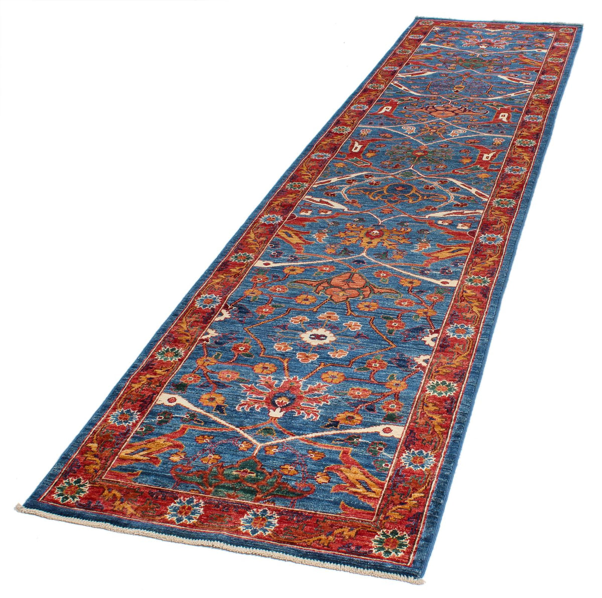 3x12 Red and Blue Anatolian Traditional Runner