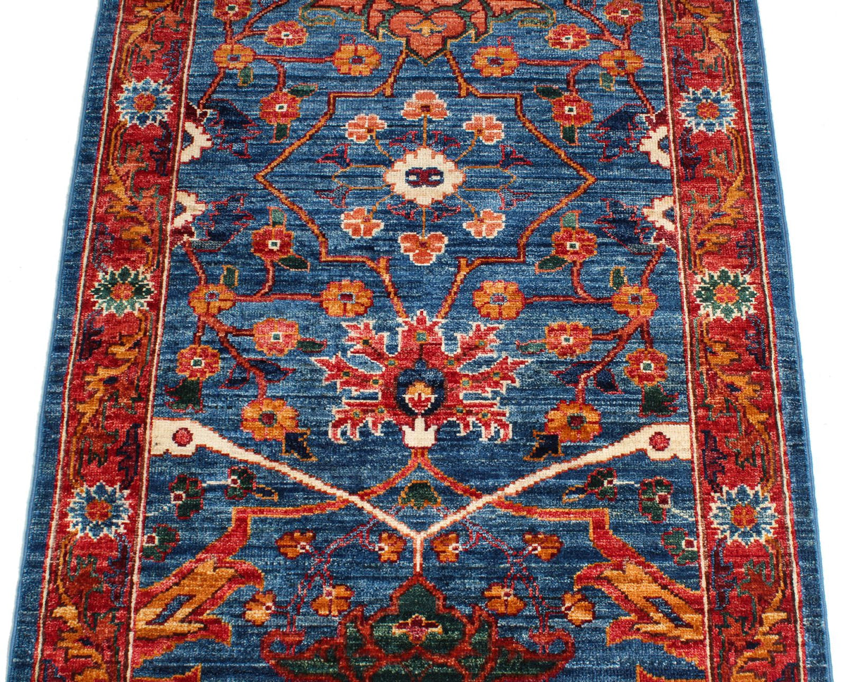 3x12 Red and Blue Anatolian Traditional Runner