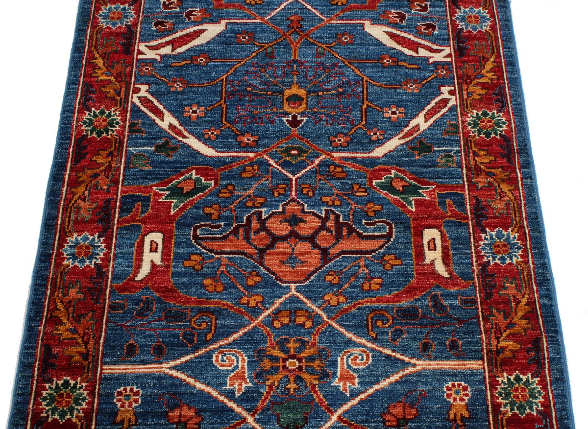 3x12 Red and Blue Anatolian Traditional Runner