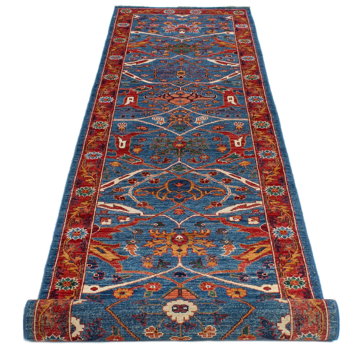 3x12 Red and Blue Anatolian Traditional Runner