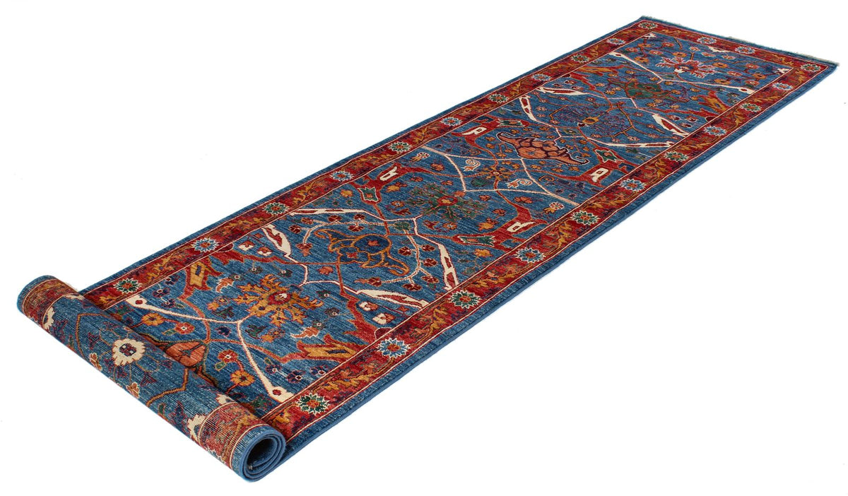 3x12 Red and Blue Anatolian Traditional Runner