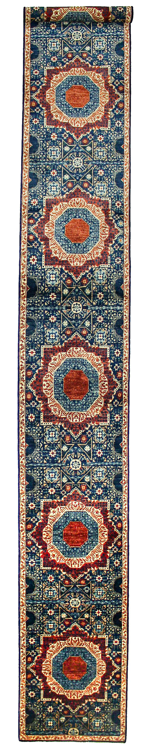 2x18 Navy and Ivory Turkish Tribal Runner