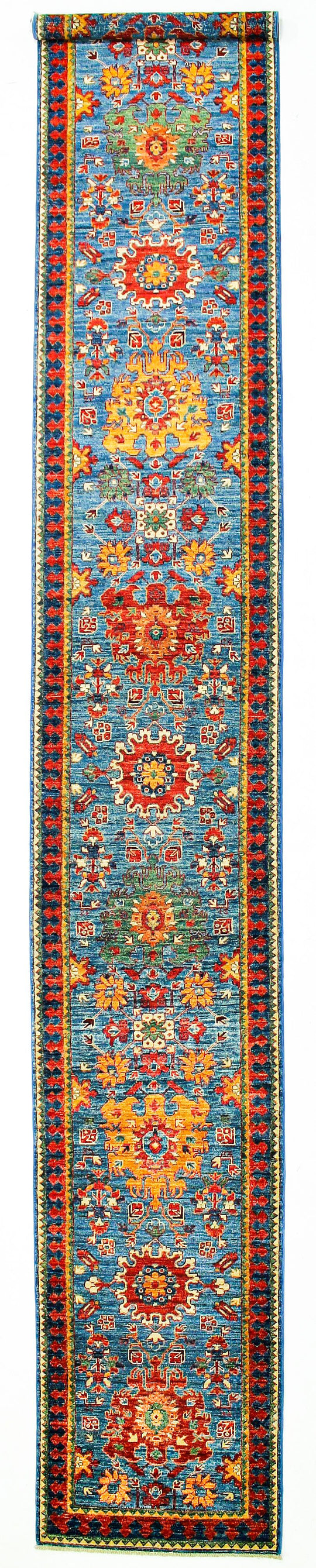 3x19 Blue and Red Anatolian Traditional Runner