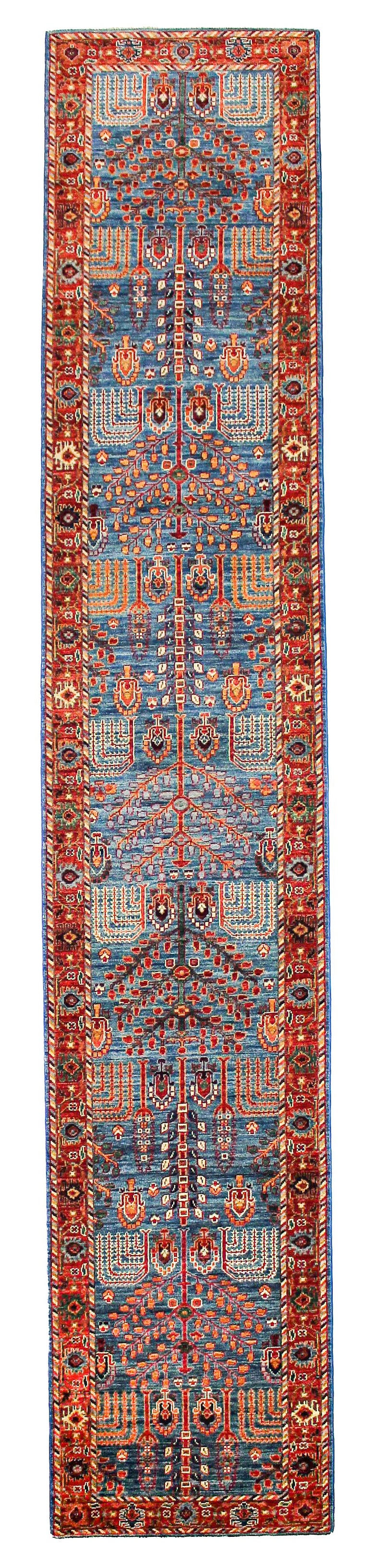 3x14 Blue and Red Anatolian Traditional Runner