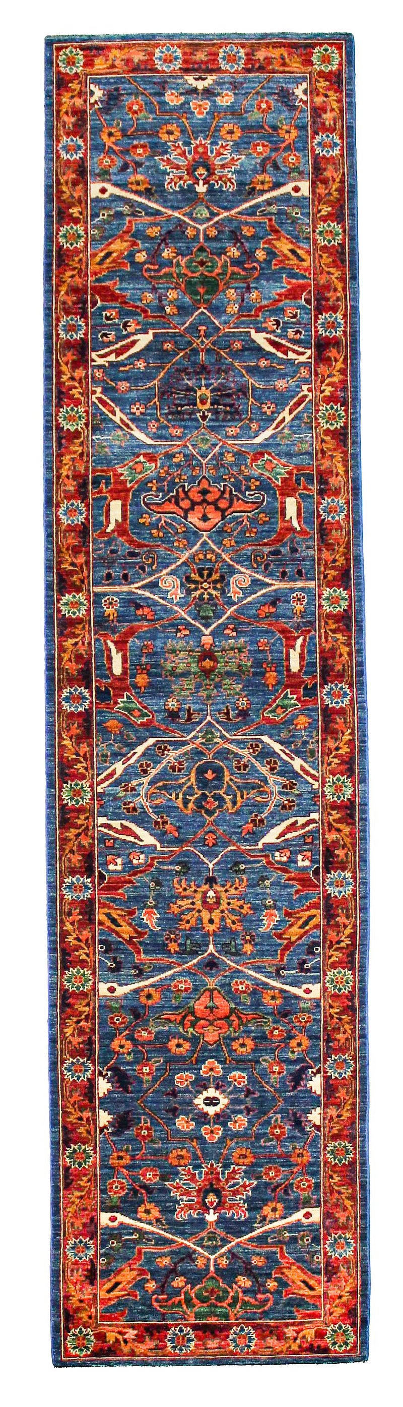 3x12 Blue and Red Anatolian Traditional Runner