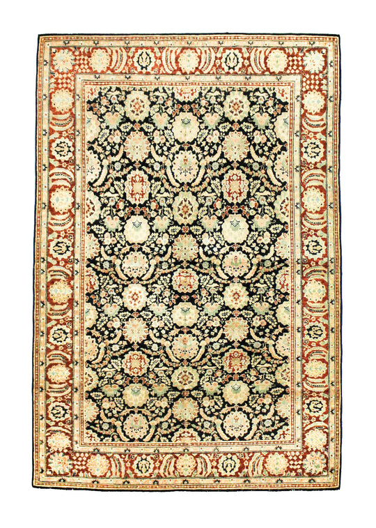 6x9 Black and Pink Persian Rug