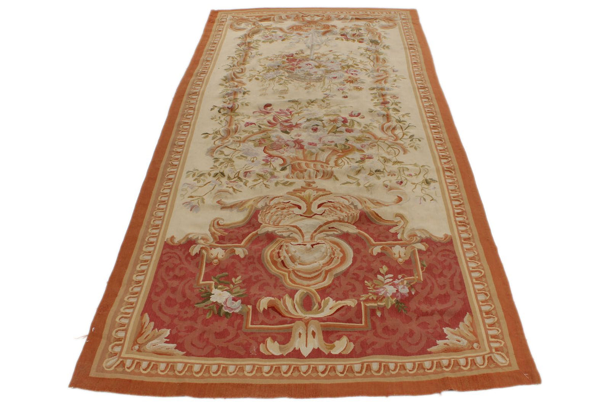 4x10 Beige and Red Turkish Traditional Runner