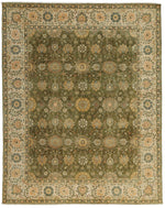 8x10 Ivory and Green Persian Rug