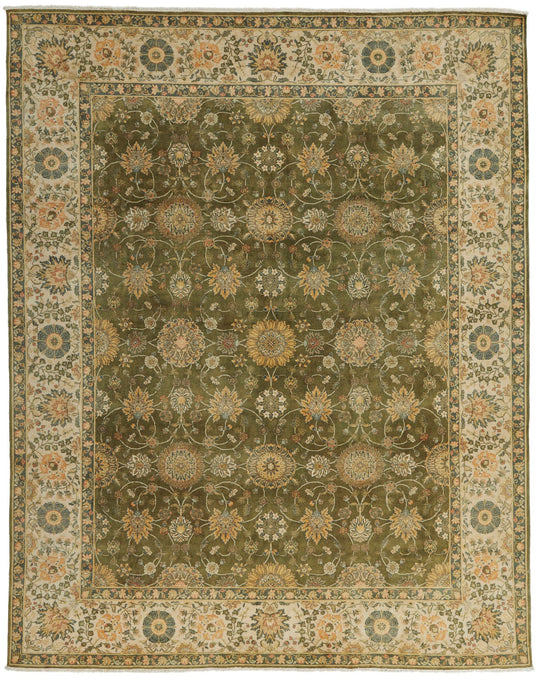 8x10 Ivory and Green Persian Rug
