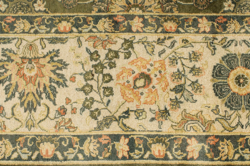 8x10 Ivory and Green Persian Rug