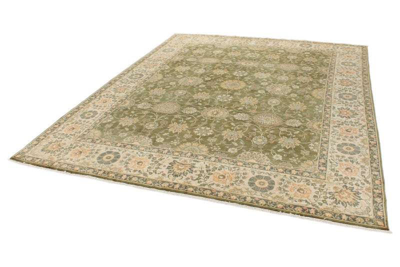 8x10 Ivory and Green Persian Rug