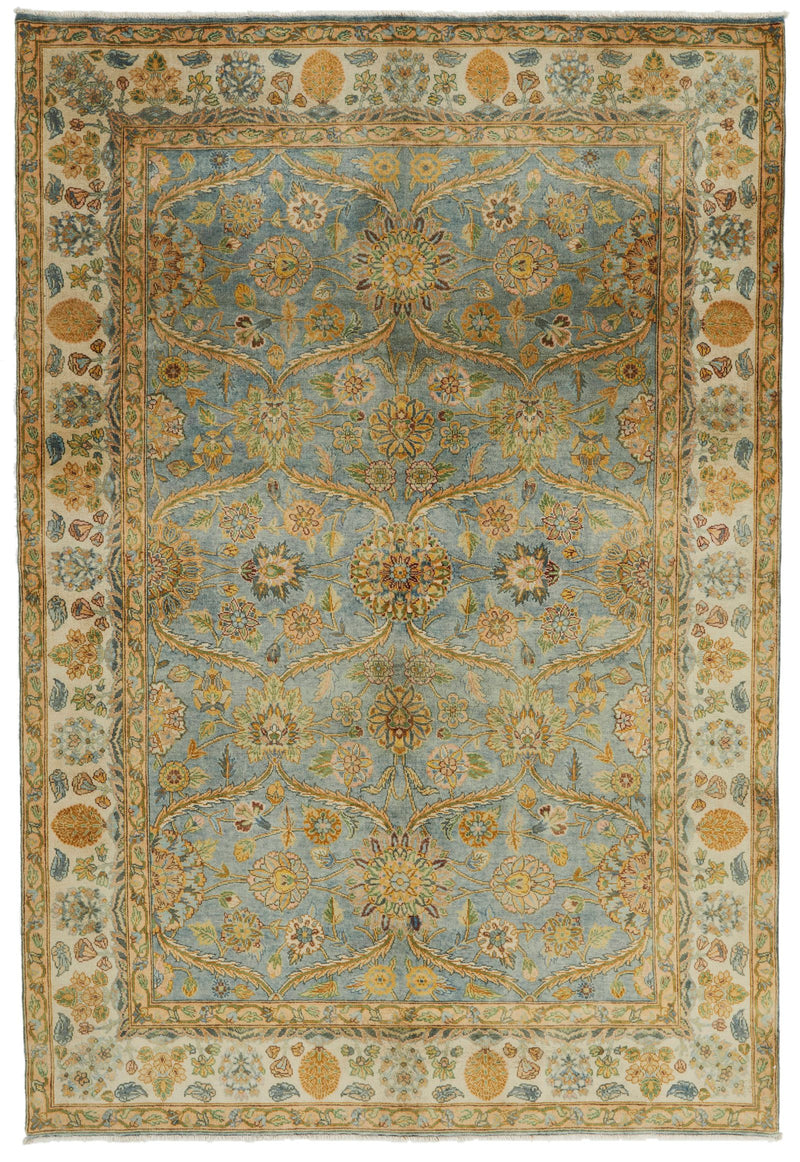 6x9 Green and Ivory Persian Rug