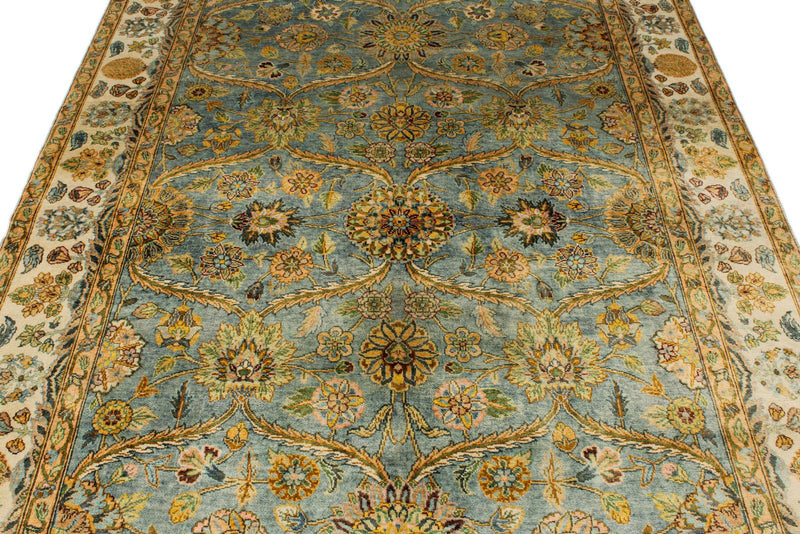 6x9 Green and Ivory Persian Rug