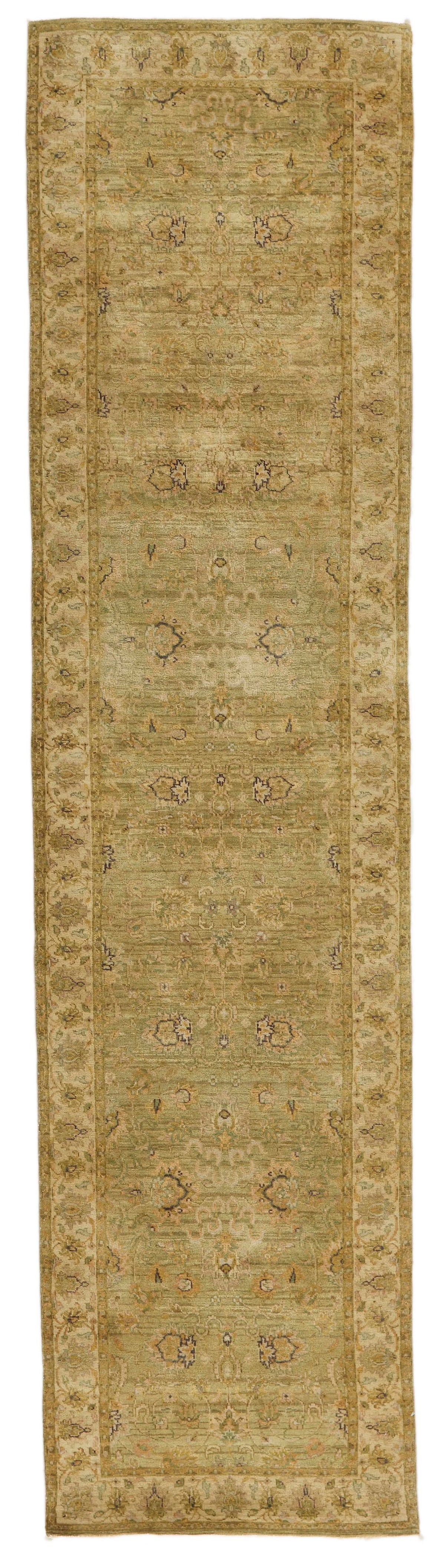 2x10 Ivory and Green Persian Runner