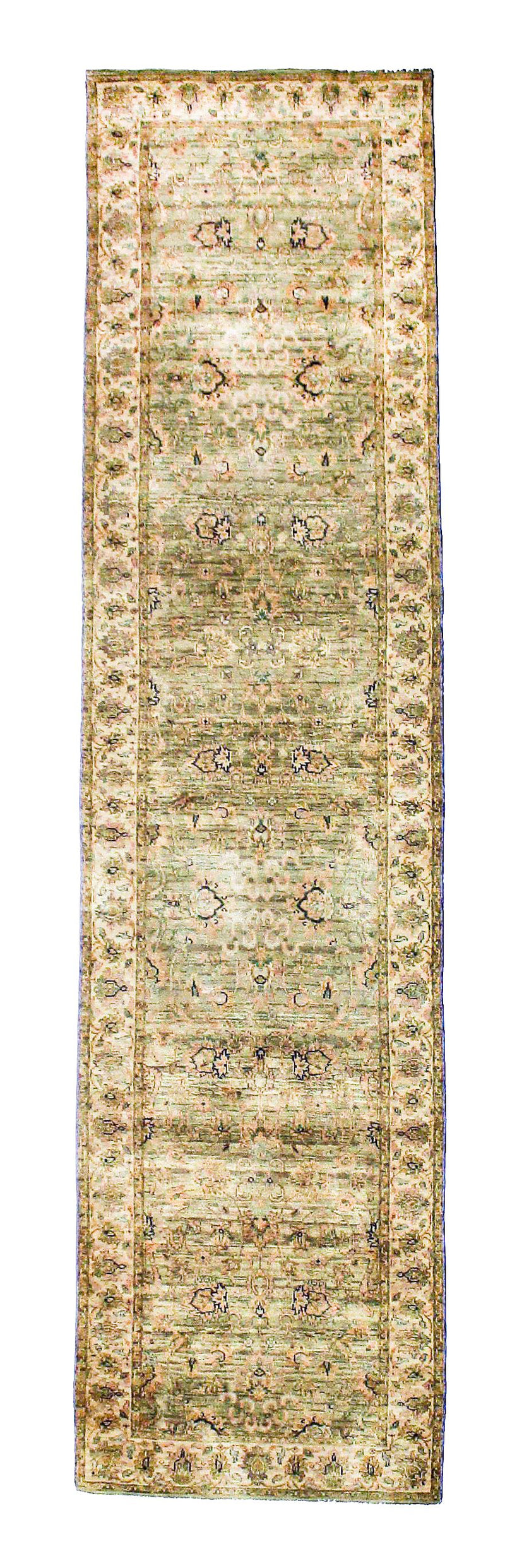 2x10 Ivory and Green Persian Runner