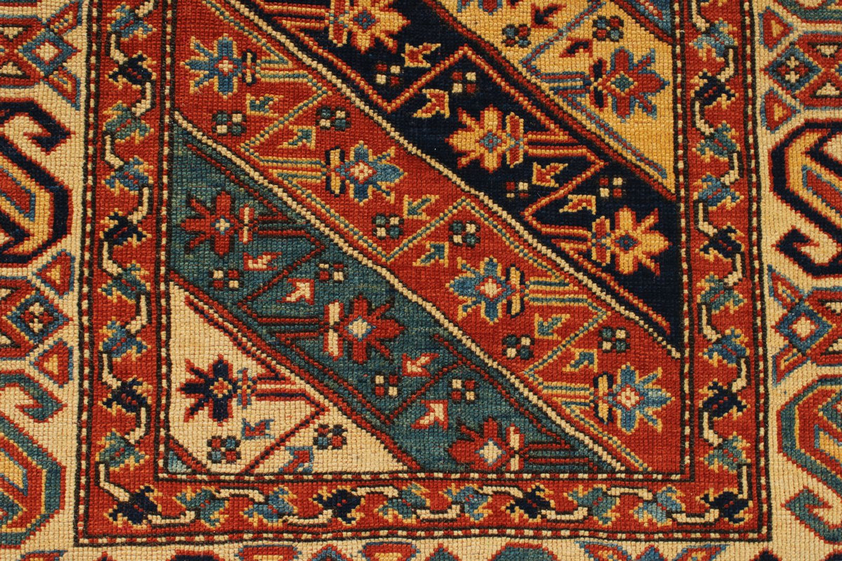 3x9 Multicolor and Ivory Turkish Tribal Runner