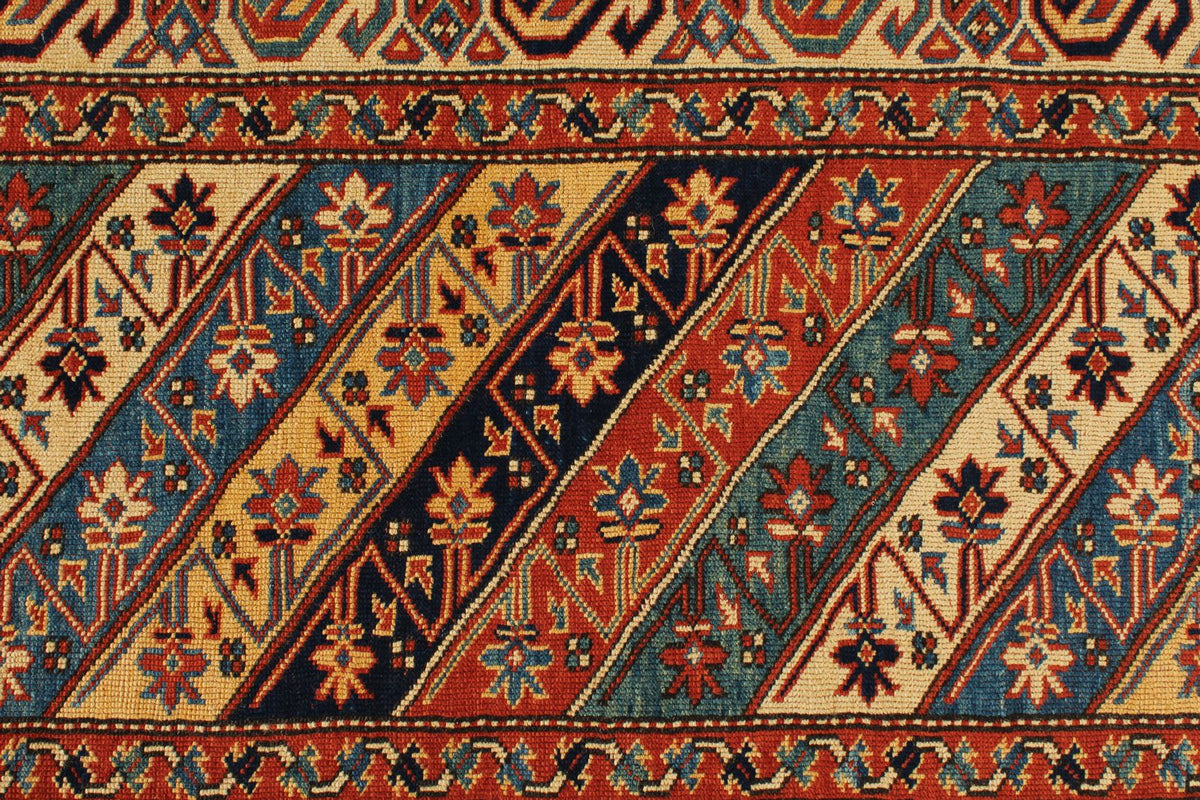 3x9 Multicolor and Ivory Turkish Tribal Runner