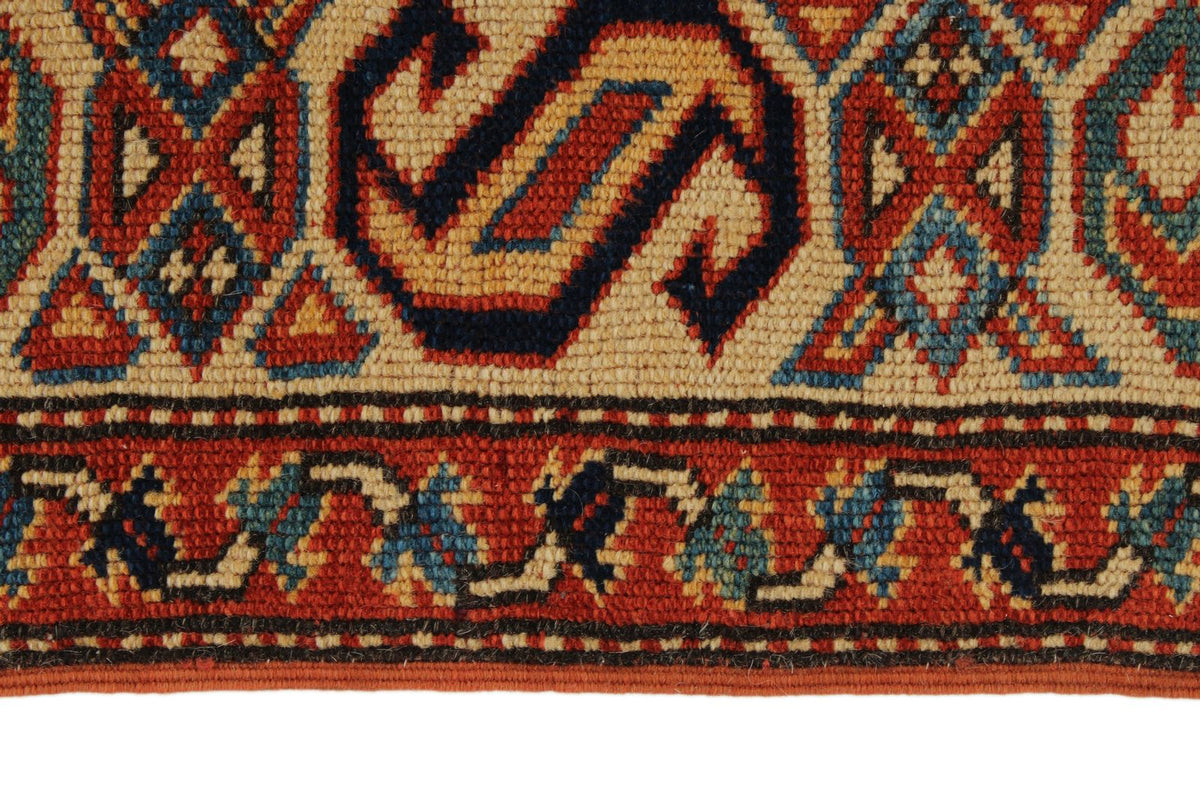 3x9 Multicolor and Ivory Turkish Tribal Runner