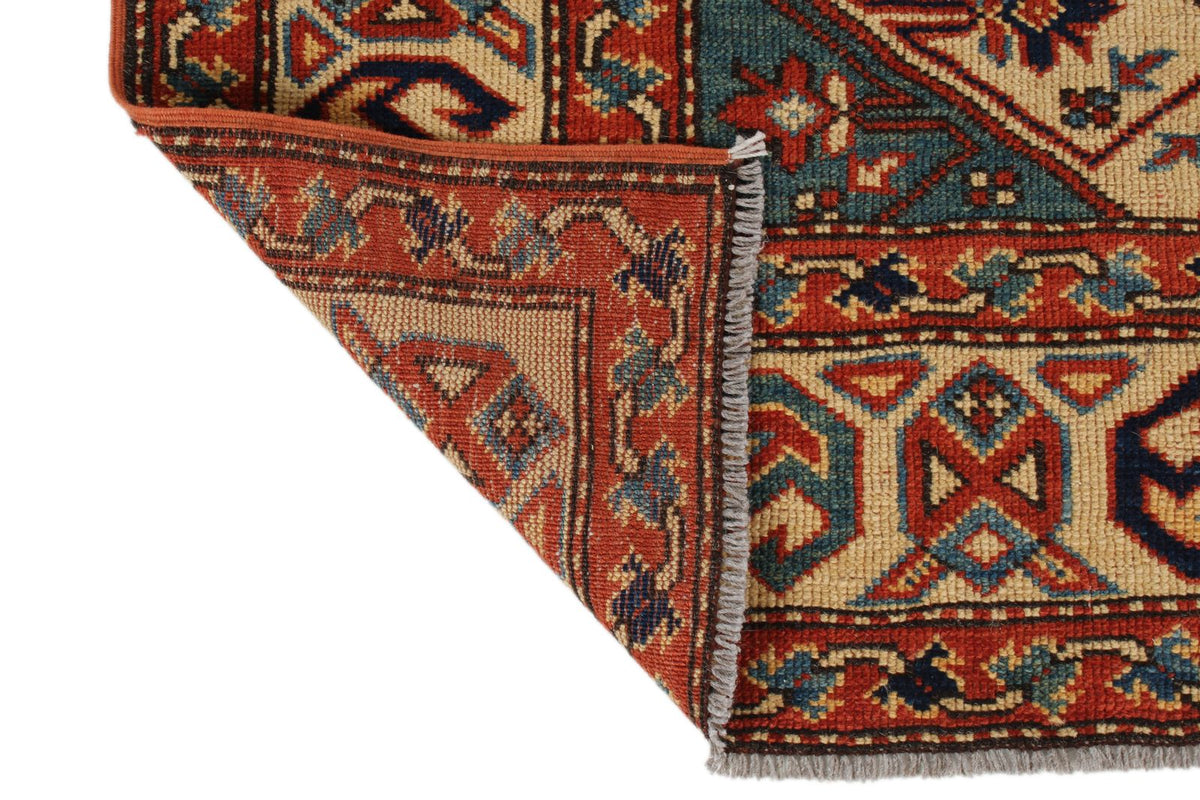 3x9 Multicolor and Ivory Turkish Tribal Runner