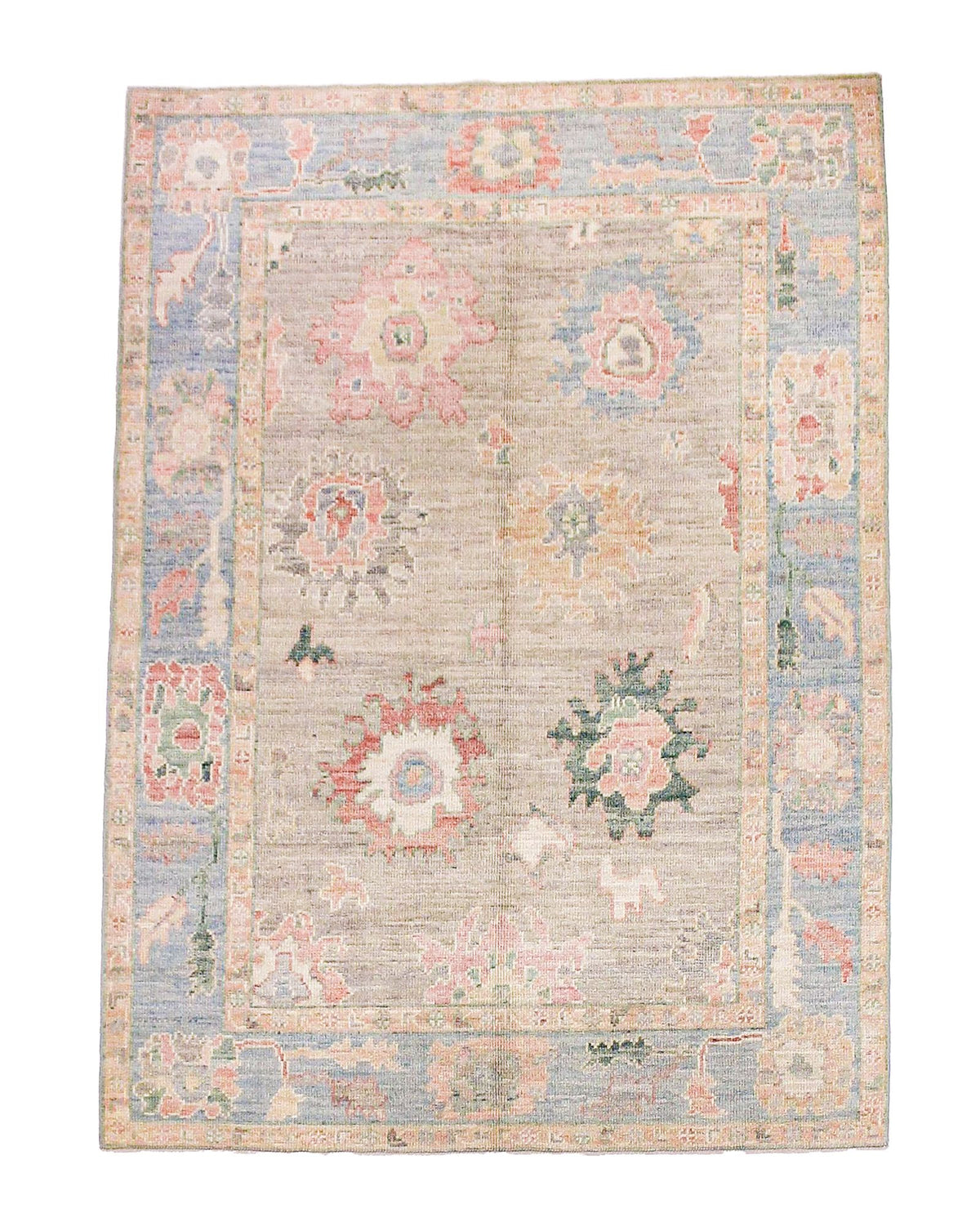 5x7 Purple and Blue Turkish Oushak Rug
