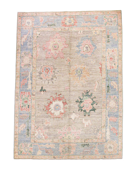 5x7 Purple and Blue Turkish Oushak Rug