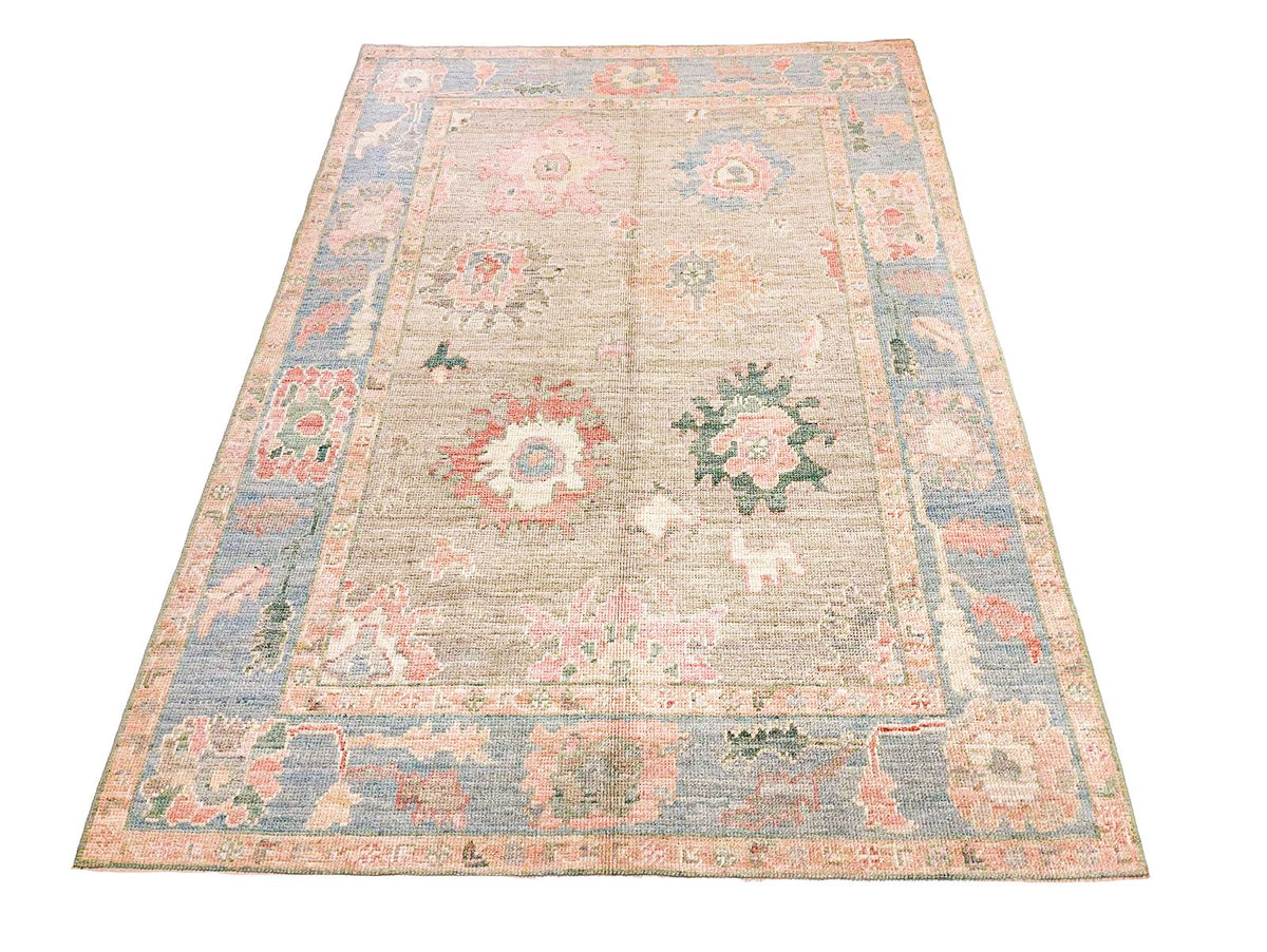 5x7 Purple and Blue Turkish Oushak Rug