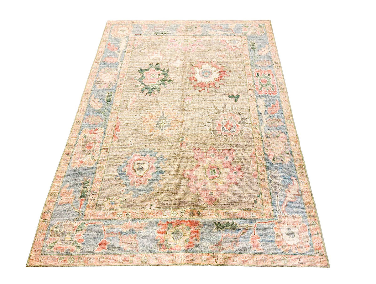 5x7 Purple and Blue Turkish Oushak Rug