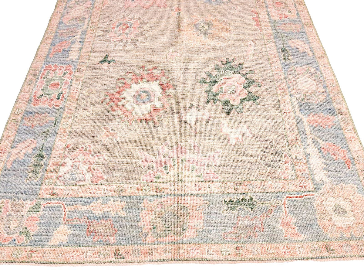 5x7 Purple and Blue Turkish Oushak Rug