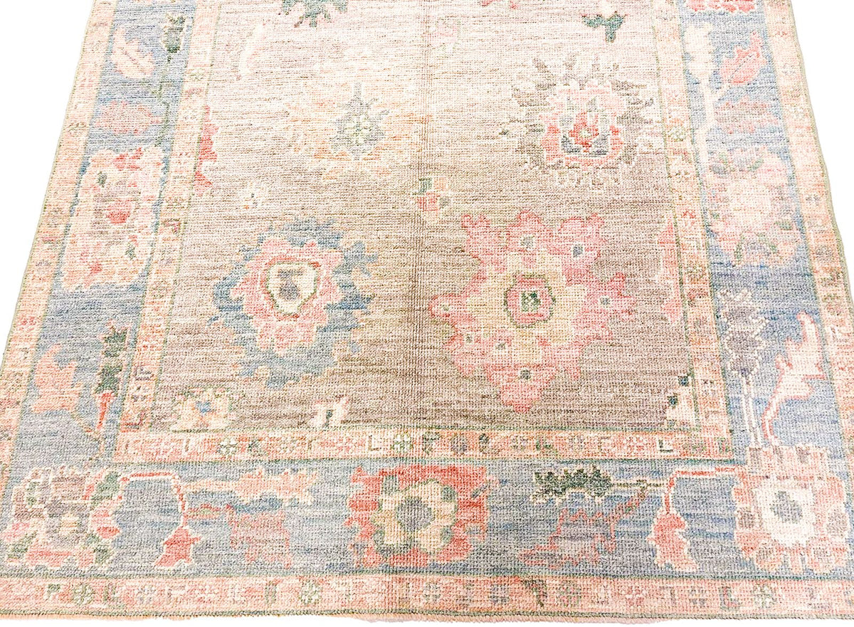 5x7 Purple and Blue Turkish Oushak Rug