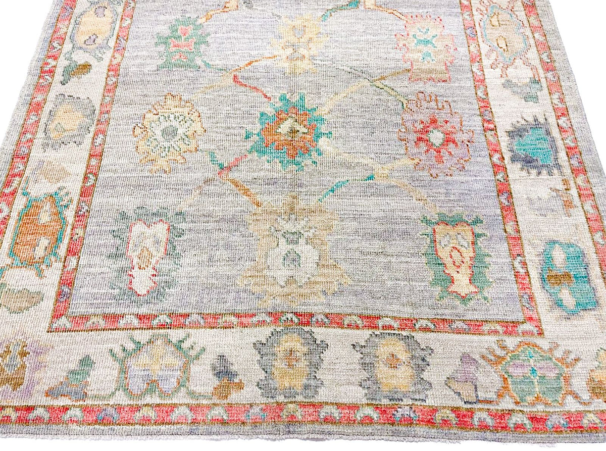 5x7 Purple and Ivory Turkish Oushak Rug