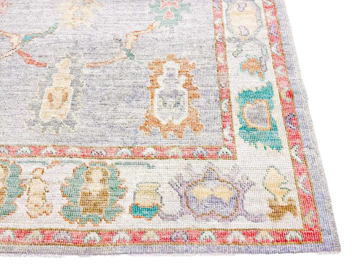 5x7 Purple and Ivory Turkish Oushak Rug