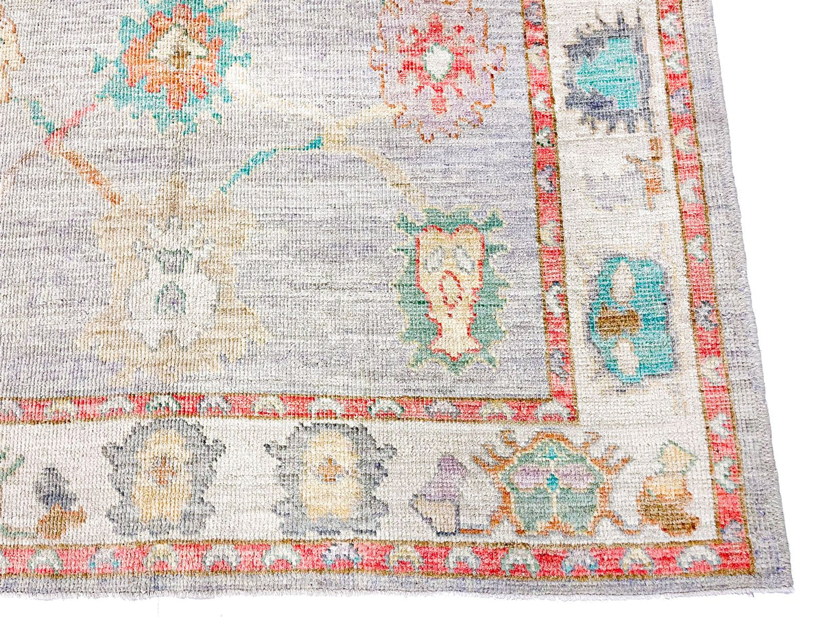5x7 Purple and Ivory Turkish Oushak Rug