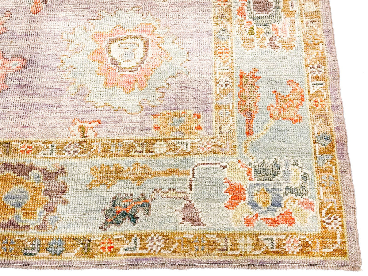 5x7 Purple and Ivory Turkish Oushak Rug