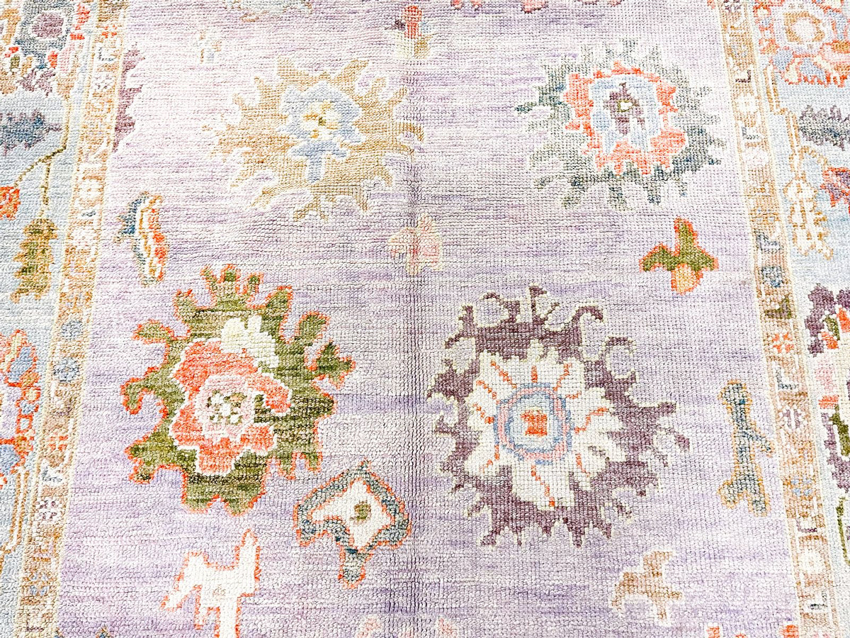 5x7 Purple and Ivory Turkish Oushak Rug
