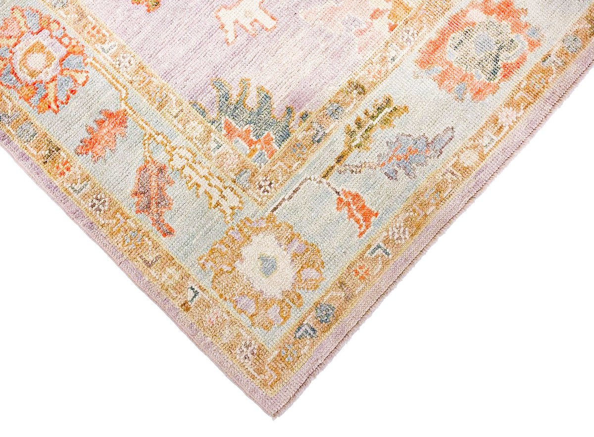 5x7 Purple and Ivory Turkish Oushak Rug