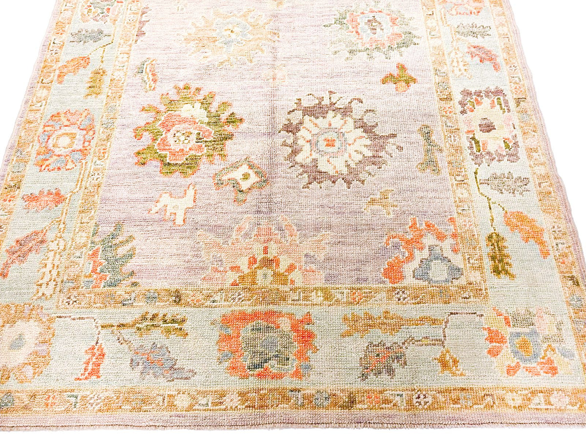 5x7 Purple and Ivory Turkish Oushak Rug
