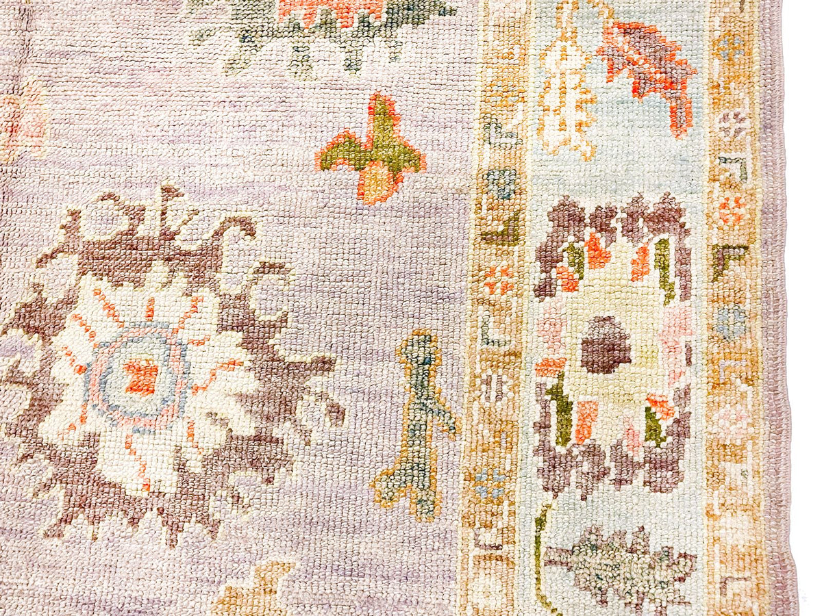 5x7 Purple and Ivory Turkish Oushak Rug