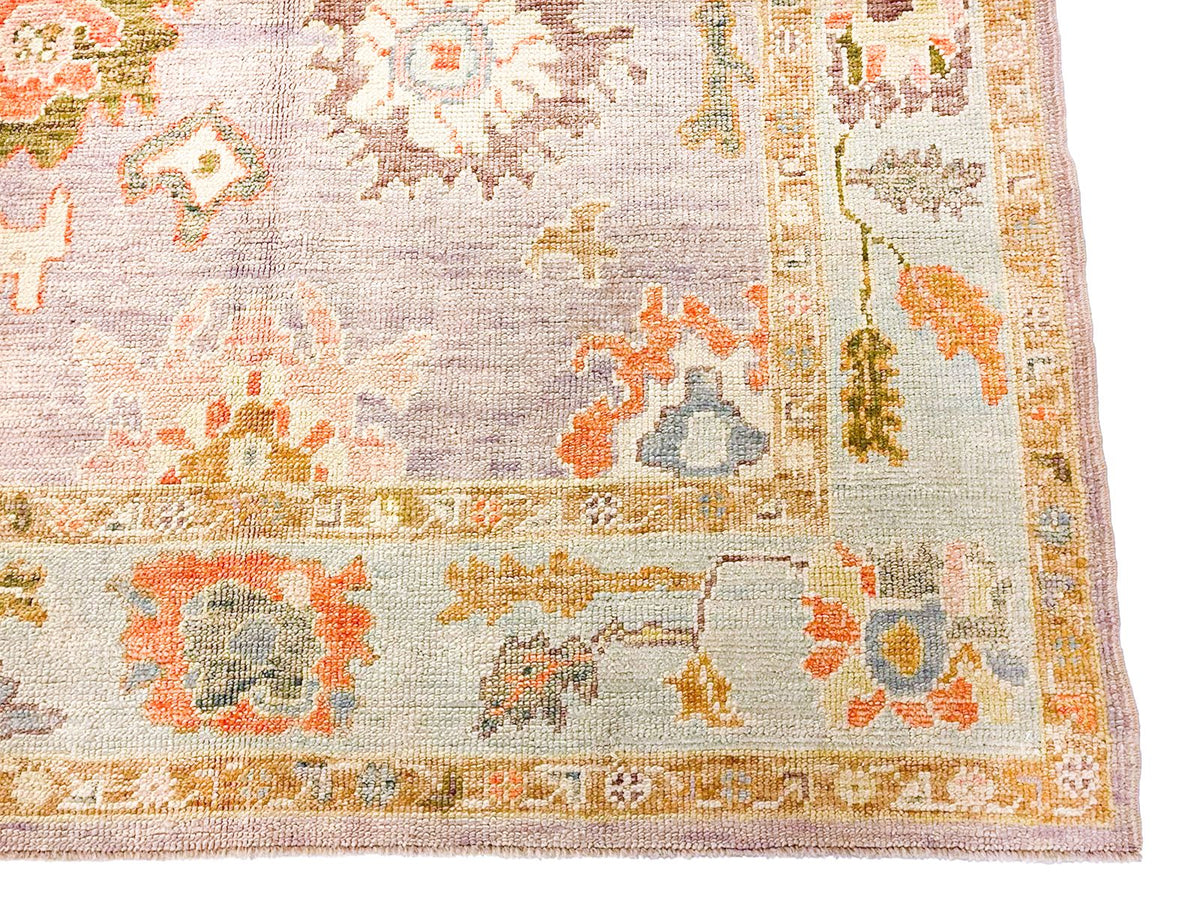 5x7 Purple and Ivory Turkish Oushak Rug
