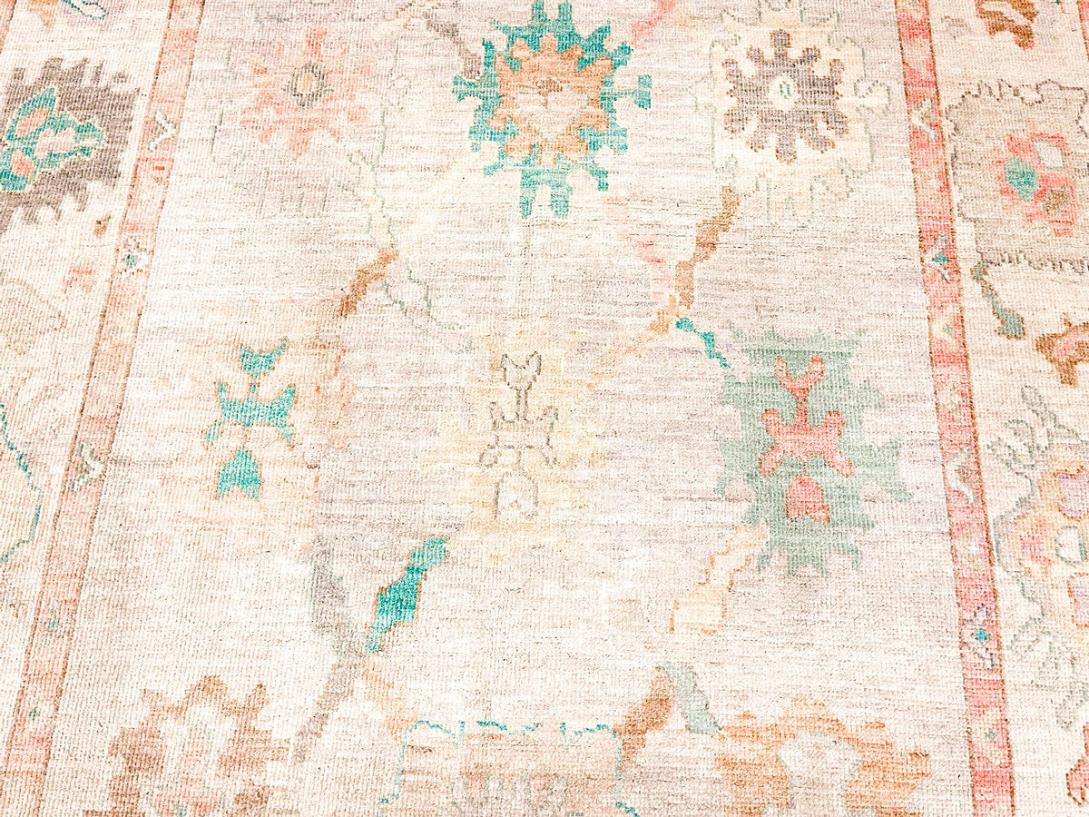6x9 gray and Ivory Turkish Oushak Rug