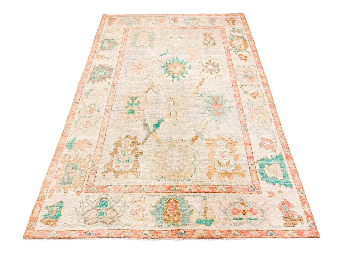 6x9 gray and Ivory Turkish Oushak Rug