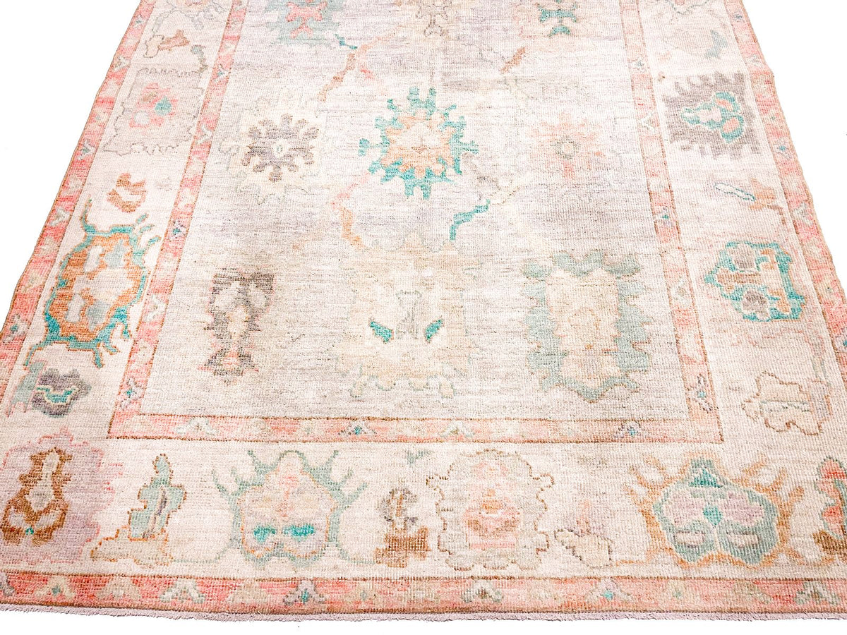 6x9 gray and Ivory Turkish Oushak Rug