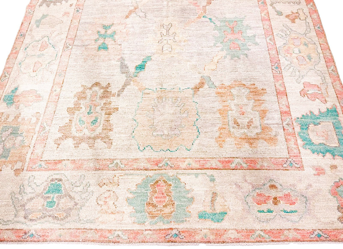 6x9 gray and Ivory Turkish Oushak Rug