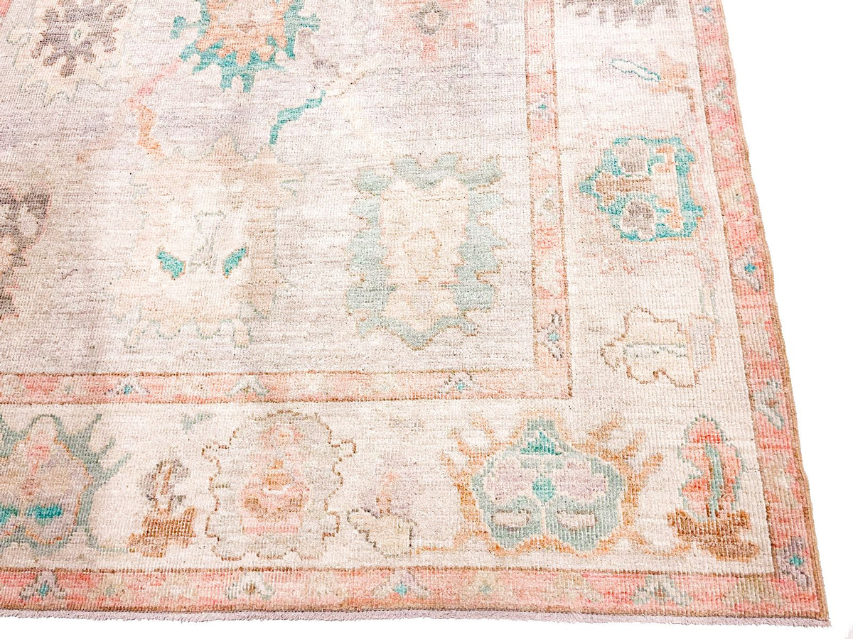 6x9 gray and Ivory Turkish Oushak Rug