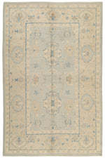 6x10 Gray and Ivory Turkish Oushak Rug