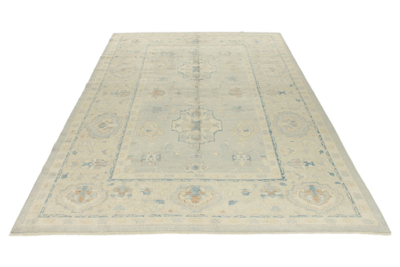 6x10 Gray and Ivory Turkish Oushak Rug