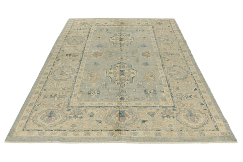 6x10 Gray and Ivory Turkish Oushak Rug