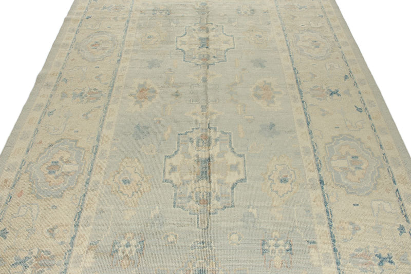 6x10 Gray and Ivory Turkish Oushak Rug